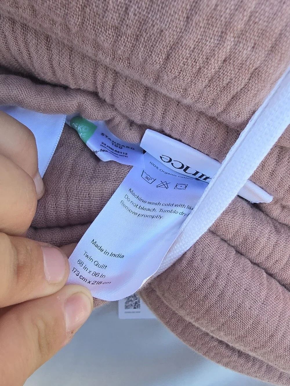 NWT Quince Twin Airy Gauze Dream Quilt Set 1 Sham Fig Organic Cotton